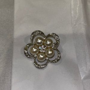Rhinestone Pearl Brooch